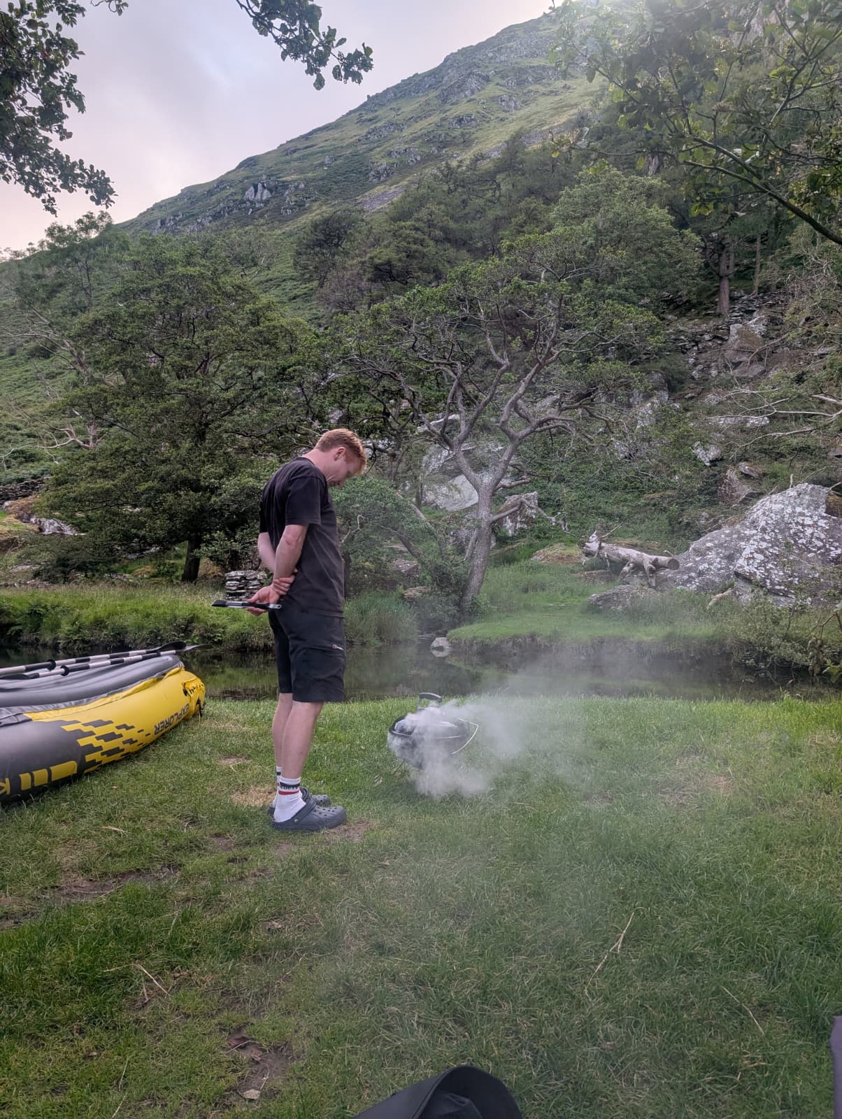 Tom cooking up a lamb feast in Wales